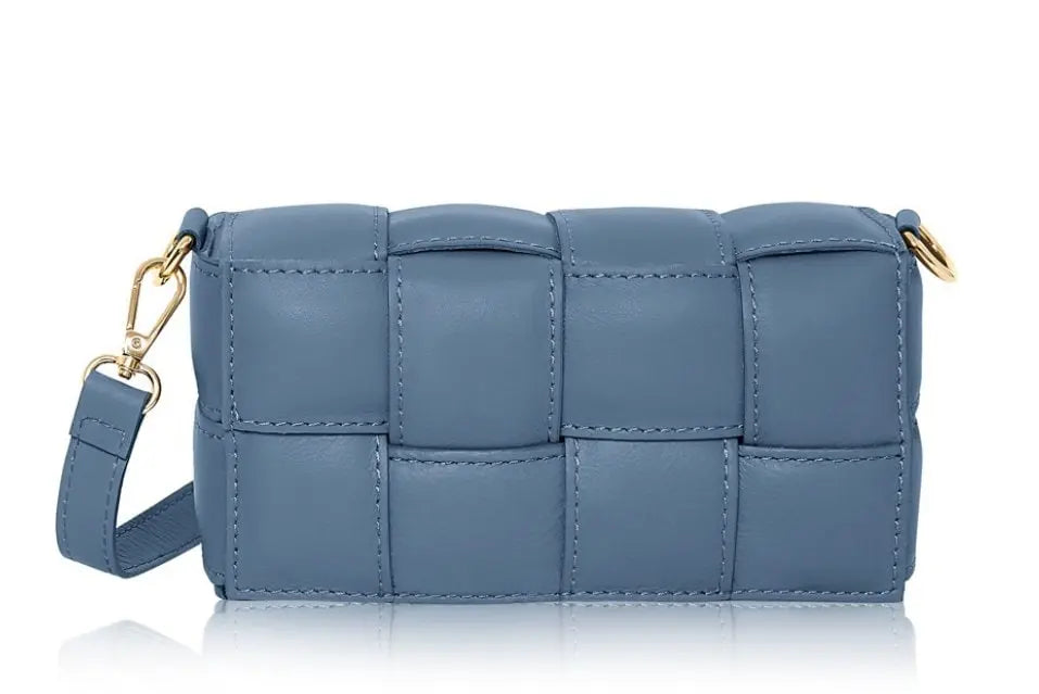 Blue Leather Weaved Bag - London STUDIO TEW