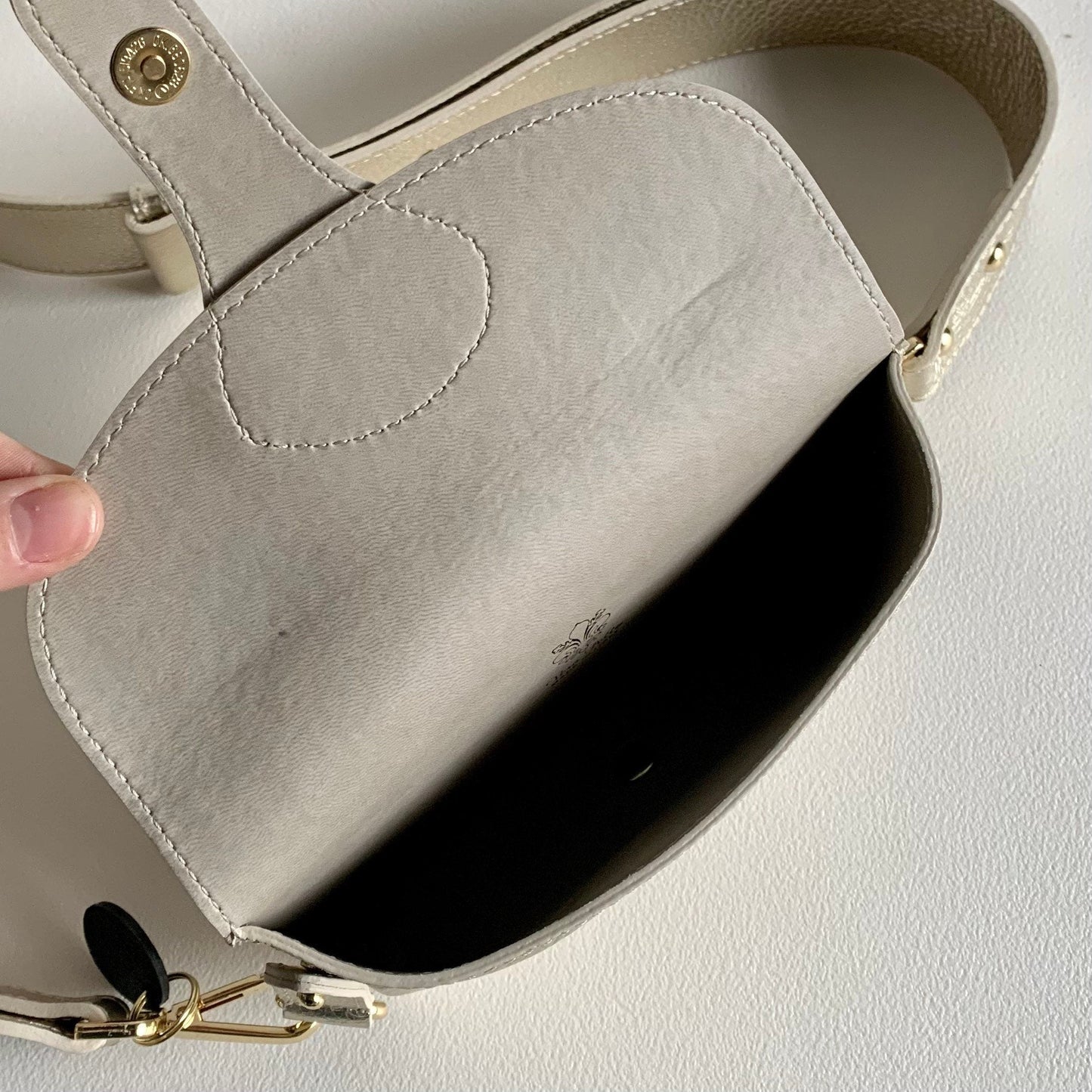 Gold Leather Compact Crossbody Bag - Vogue STUDIO TEW