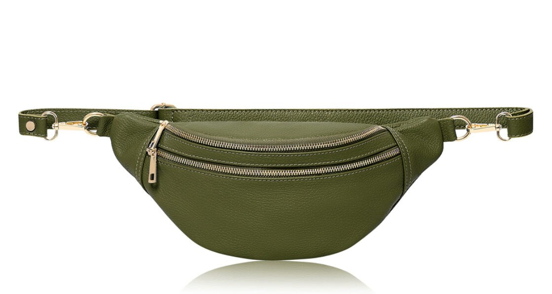 Olive Green Leather Bag - Cecilia STUDIO TEW