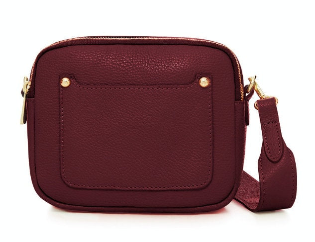 Burgundy Leather Double Zip Bag - Victoria STUDIO TEW