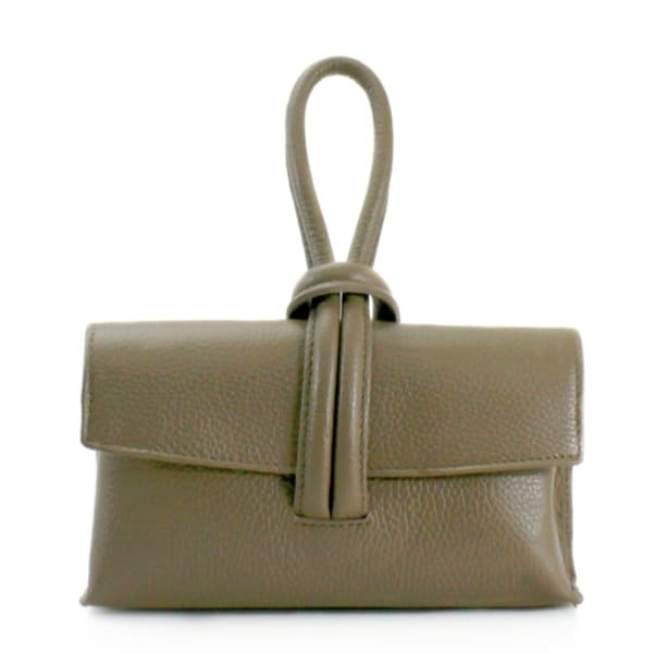 Taupe Leather Loop Handle Bag - Claris STUDIO TEW