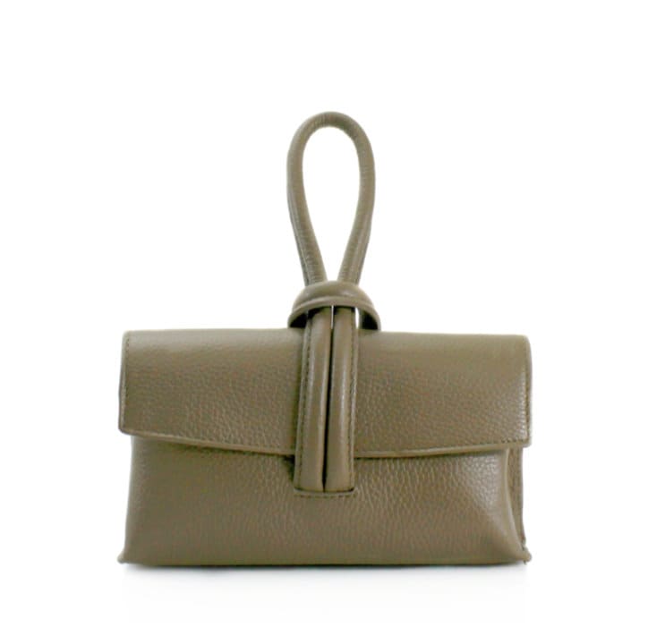Taupe Leather Loop Handle Bag - Claris STUDIO TEW