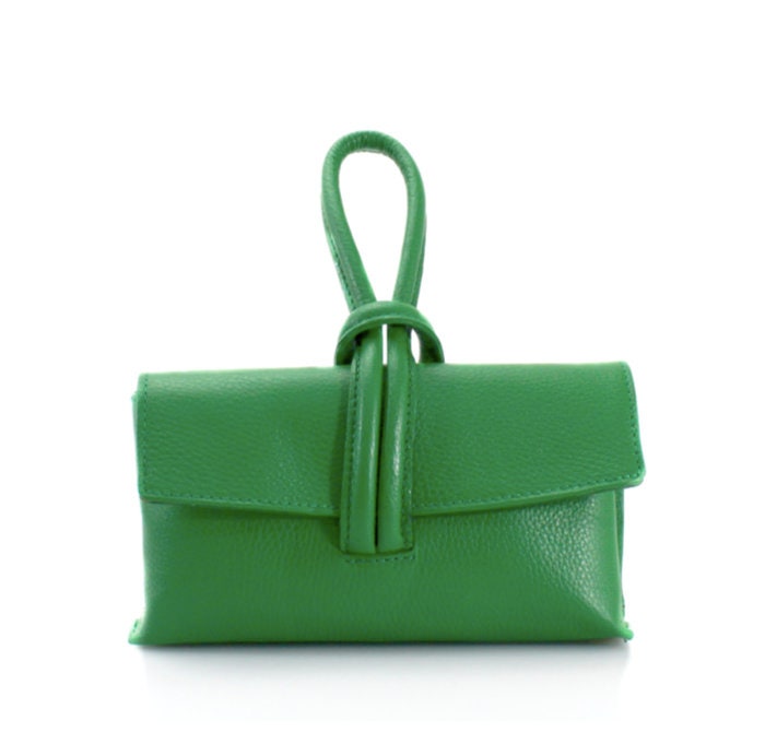 Green Leather Loop Handle Bag - Claris STUDIO TEW