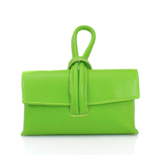 Lime Green Leather Loop Handle Bag - Claris STUDIO TEW