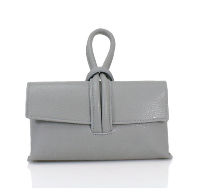 Grey Leather Loop Handle Bag - Claris STUDIO TEW