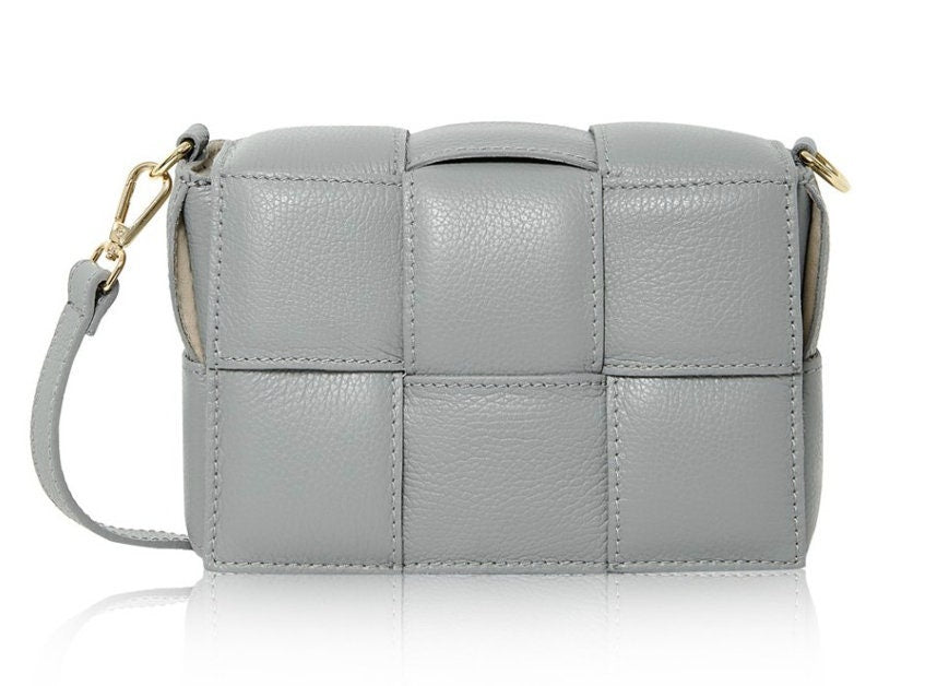 Grey Quilted Leather Bag - Polly STUDIO TEW