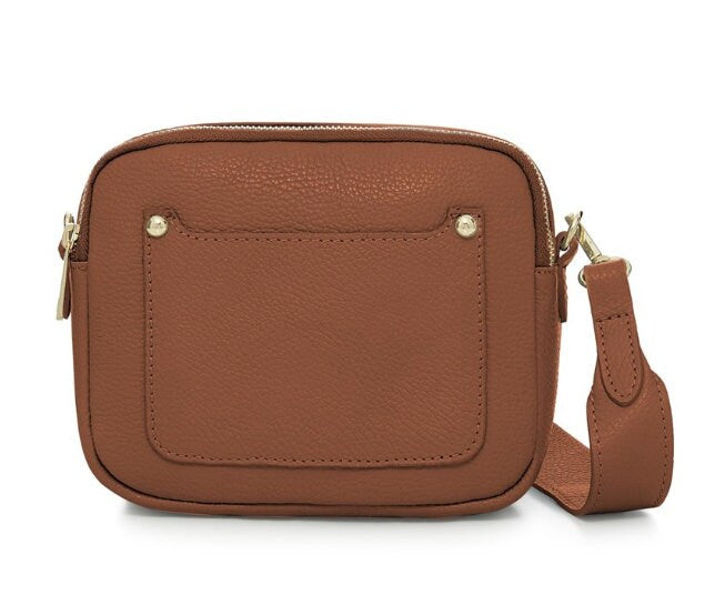 Tan Leather Double Zip Bag - Victoria STUDIO TEW