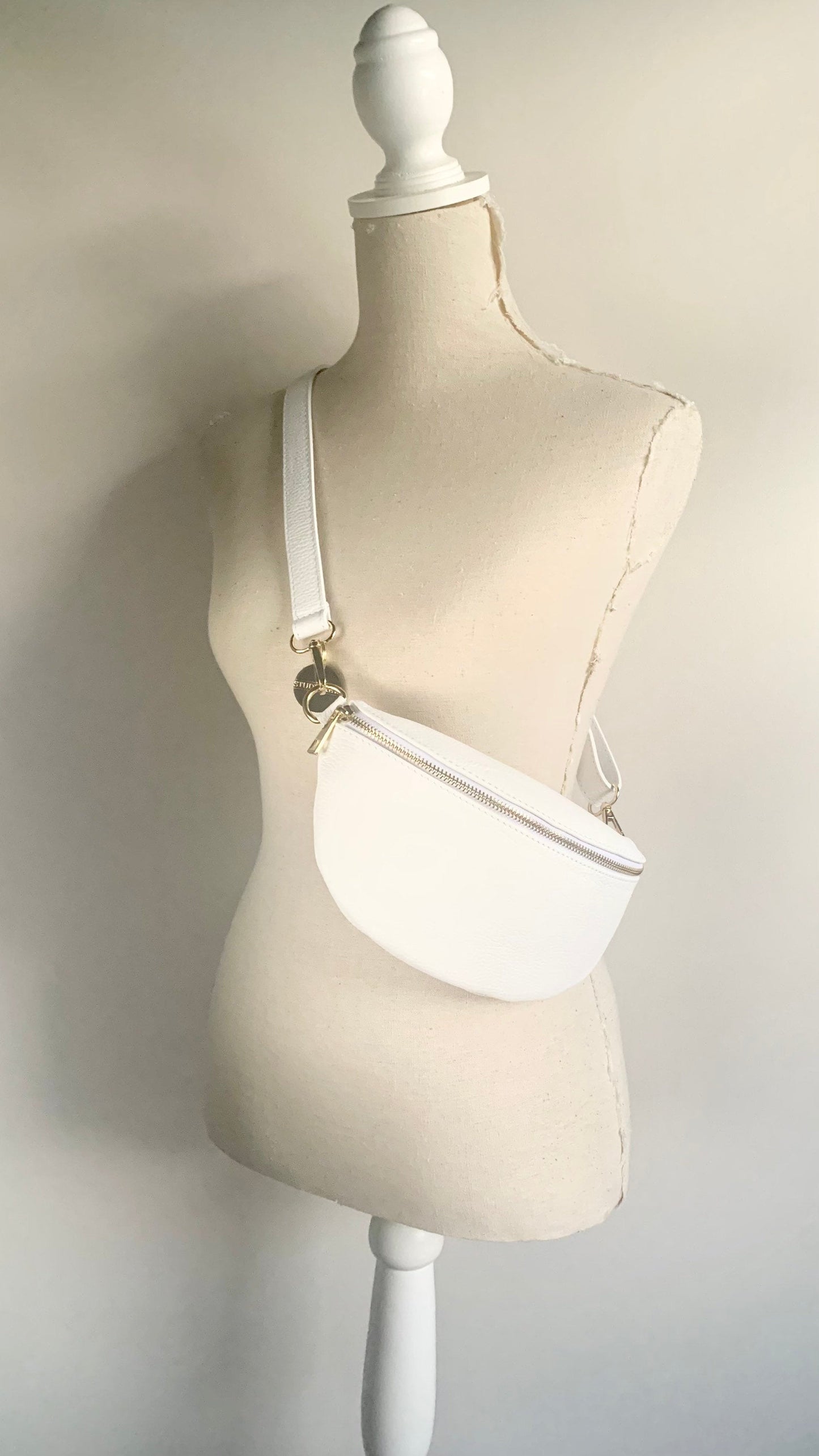 White Leather Bum Bag - Aurora STUDIO TEW