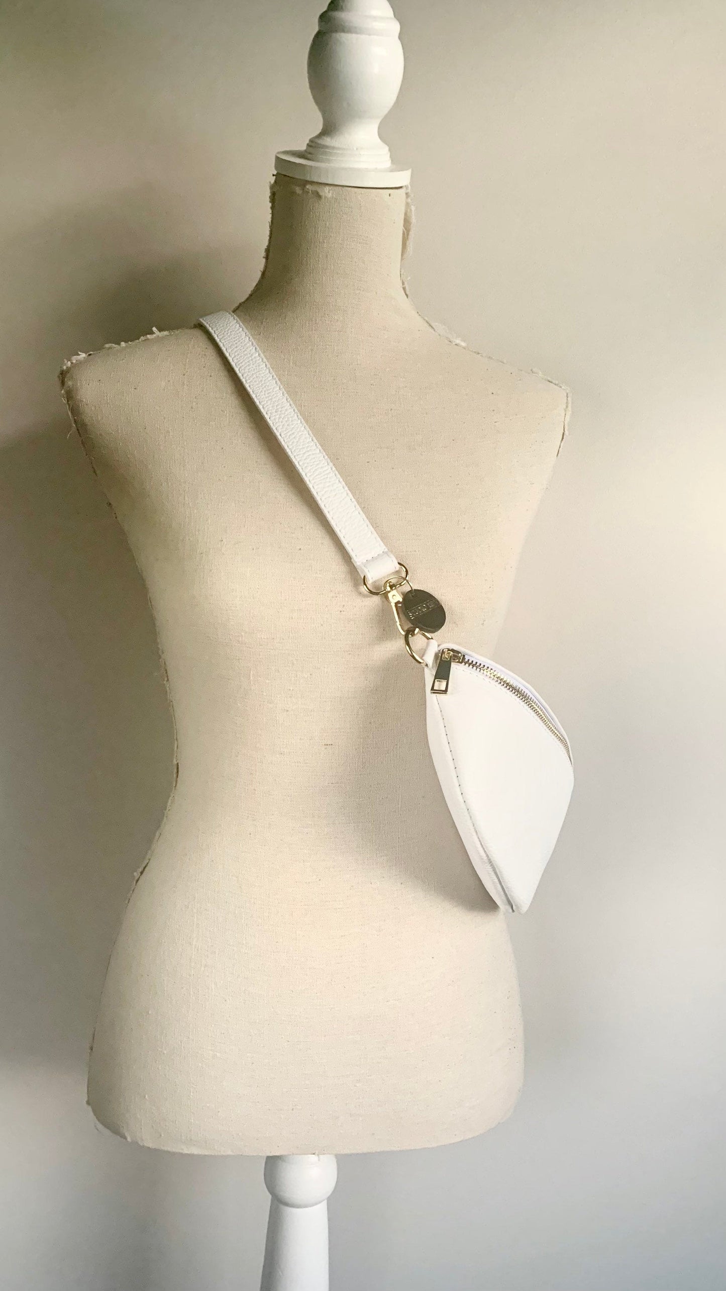 White Leather Bum Bag - Aurora STUDIO TEW