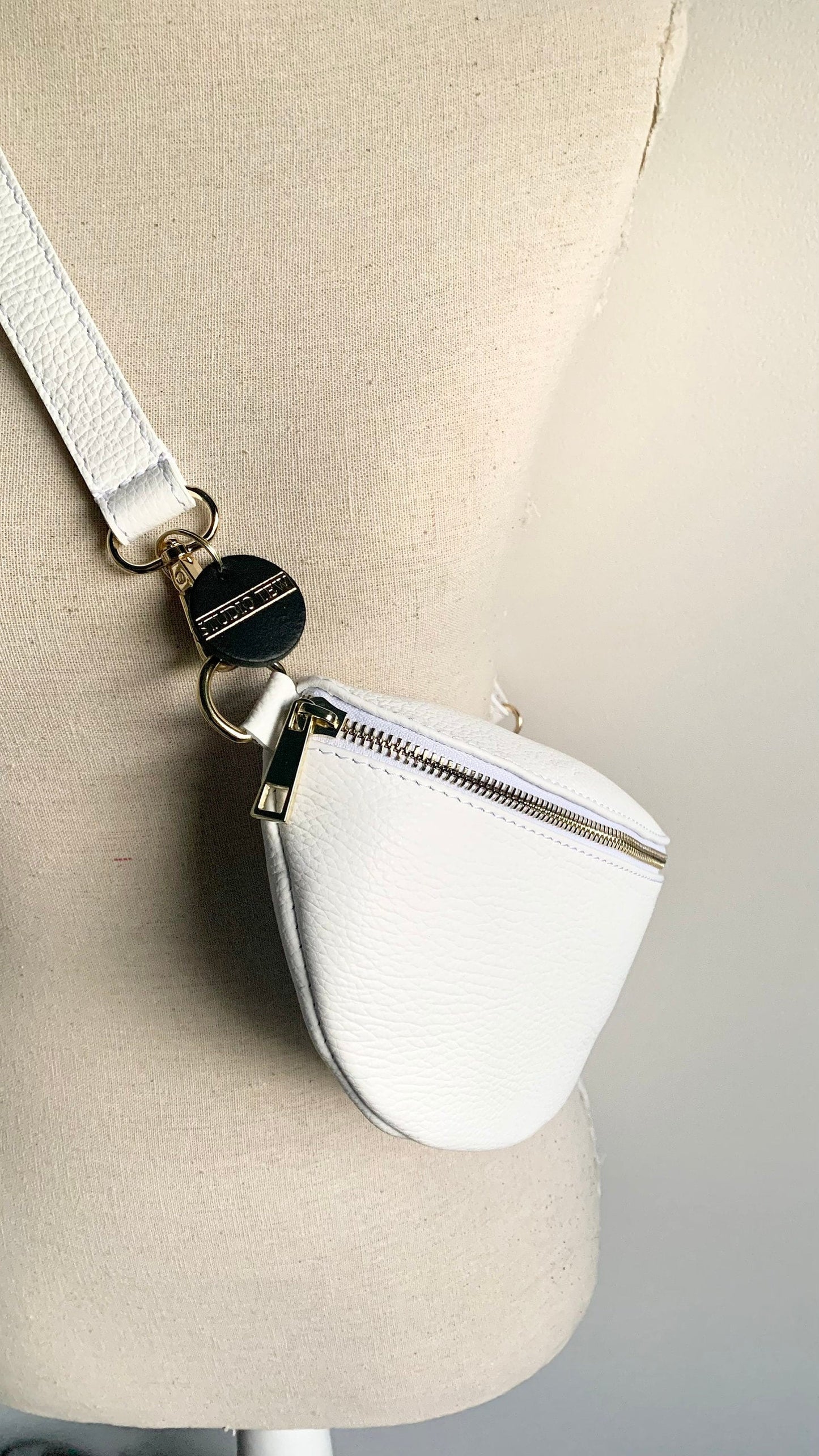 White Leather Bum Bag - Aurora STUDIO TEW