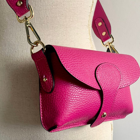 Fuchsia Leather Compact Crossbody Bag - Vogue STUDIO TEW