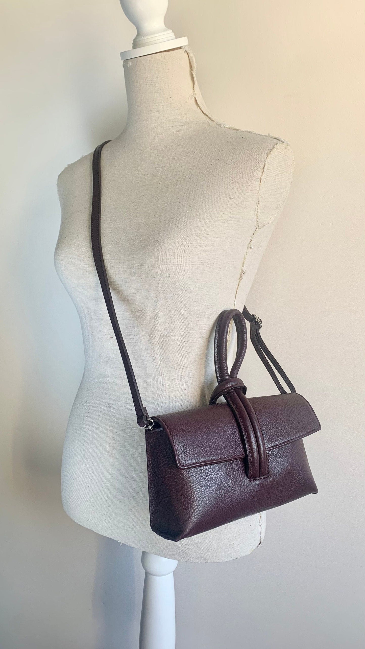 Burgundy Leather Clutch Bag Crossbody Bag STUDIO TEW