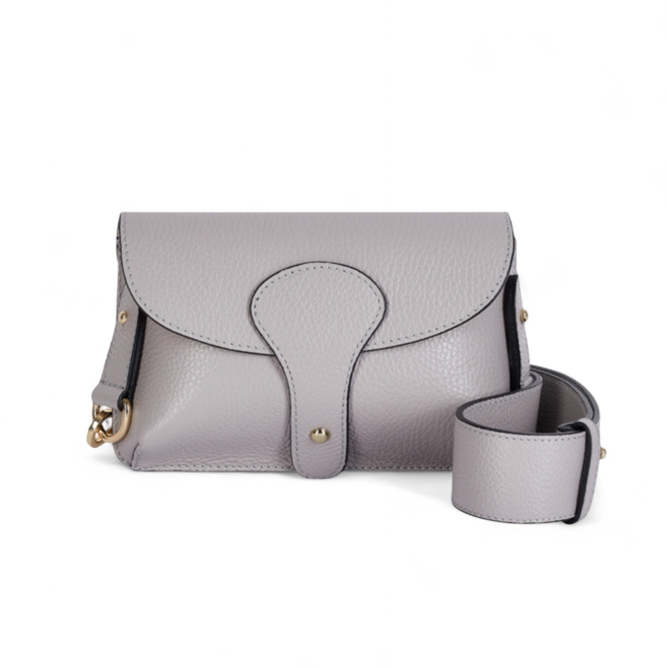 Light Grey Leather Compact Crossbody Bag - Vogue STUDIO TEW