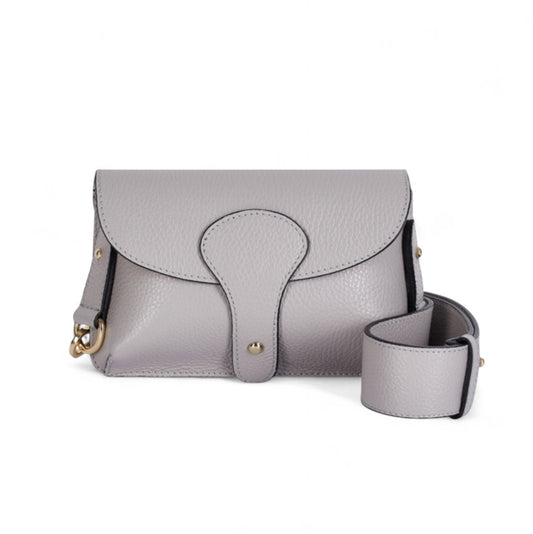 Light Grey Leather Compact Crossbody Bag - Vogue STUDIO TEW