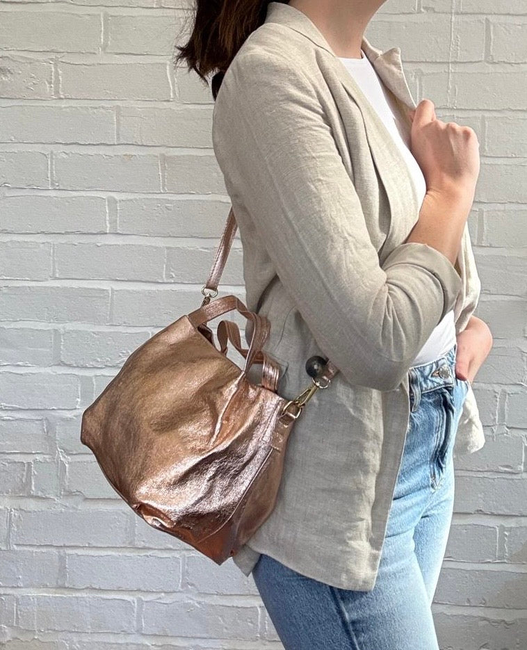 Rose Gold Leather Bag - Rosie