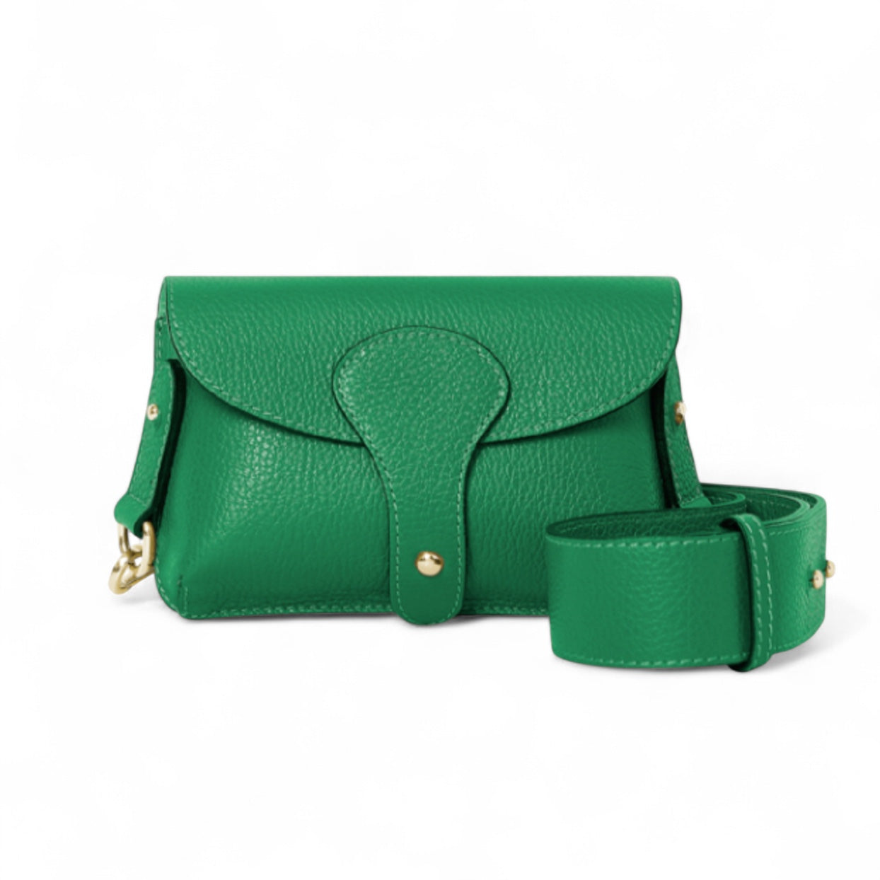 Green Leather Compact Crossbody Bag - Vogue STUDIO TEW