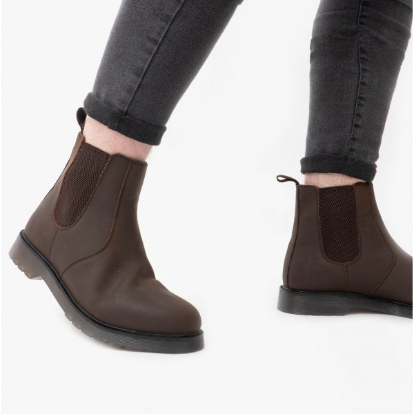 STB ELLIS Unisex Leather Air Cushioned Dealer Boots Waxy Brown