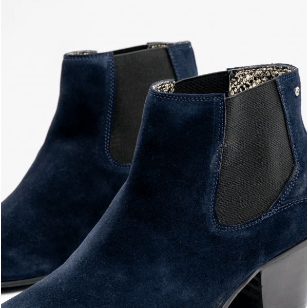Club Cubano McCARTNEY Mens Suede Winklepicker Cuban Heel Boots Navy