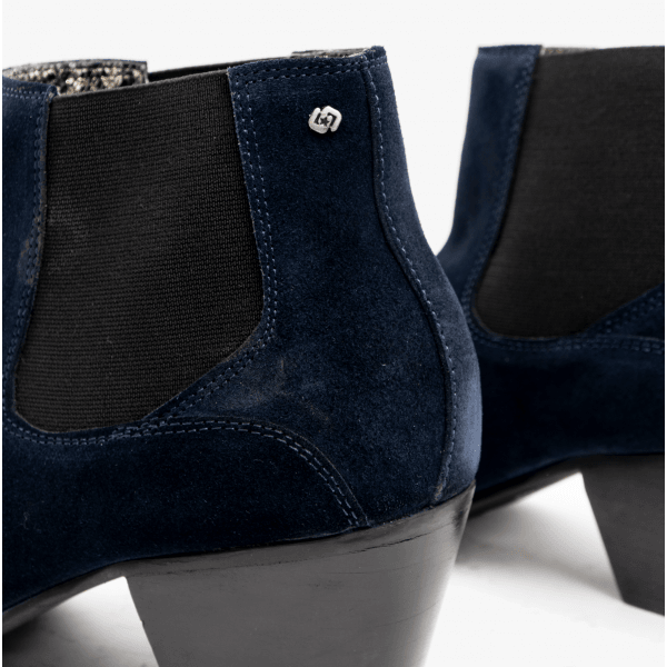 Club Cubano McCARTNEY Mens Suede Winklepicker Cuban Heel Boots Navy