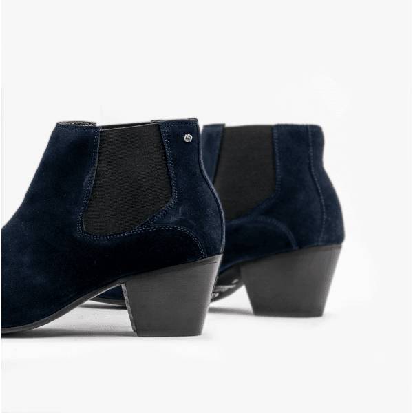 Club Cubano McCARTNEY Mens Suede Winklepicker Cuban Heel Boots Navy