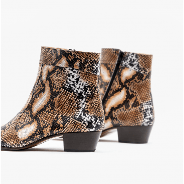 Club Cubano EMMANUEL Mens Snakeprint Leather Cuban Heel Boots Hielo