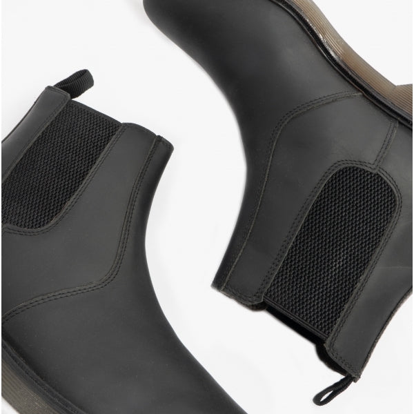 STB ELLIS Unisex Leather Air Cushioned Dealer Boots Waxy Black