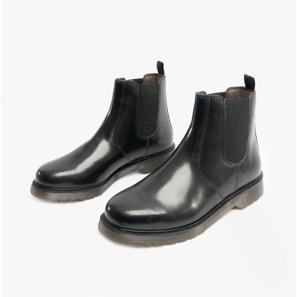 STB ELLIS Unisex Leather Air Cushioned Dealer Boots Polished Black