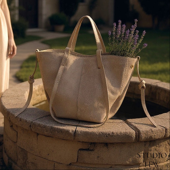Taupe Suede Shoulder Bag - Diana