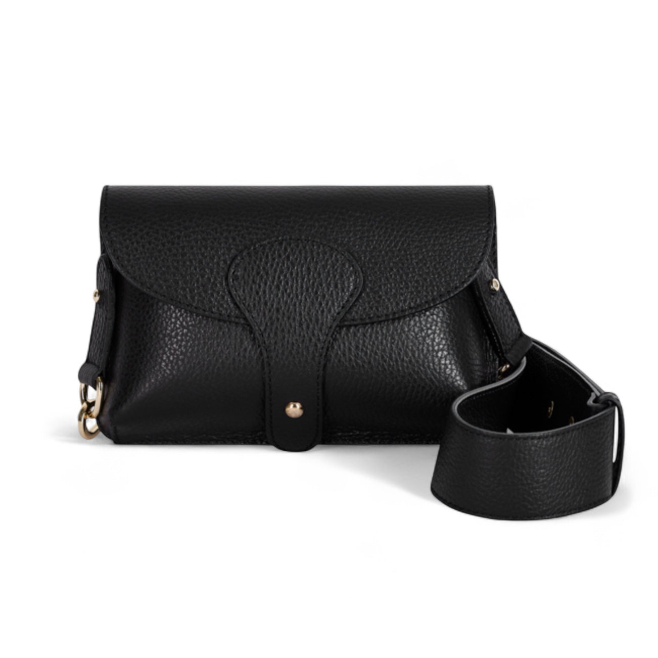 Black Leather Compact Crossbody Bag - Vogue STUDIO TEW