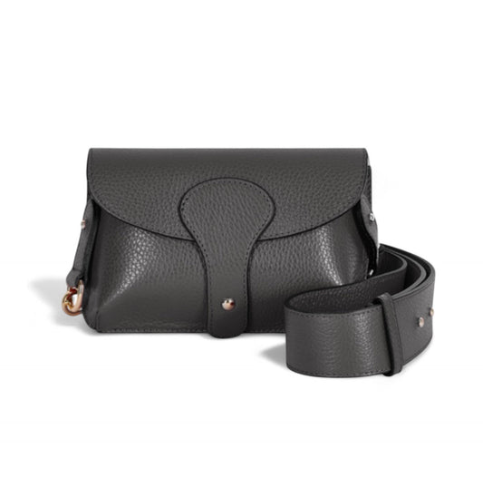 Dark Grey Leather Compact Crossbody Bag - Vogue STUDIO TEW
