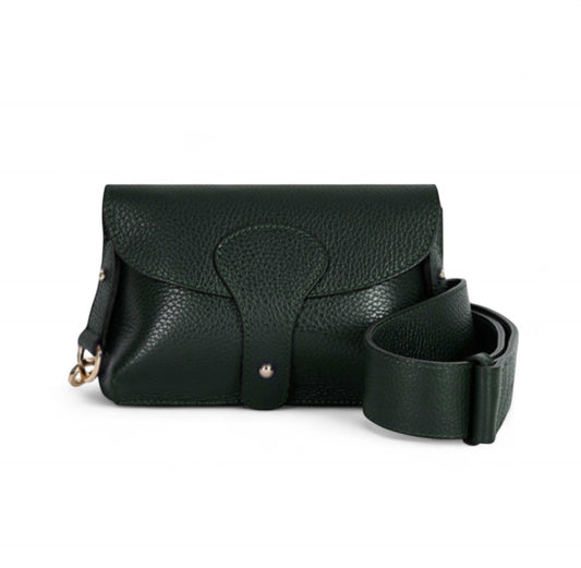 Dark Green Leather Compact Crossbody Bag - Vogue