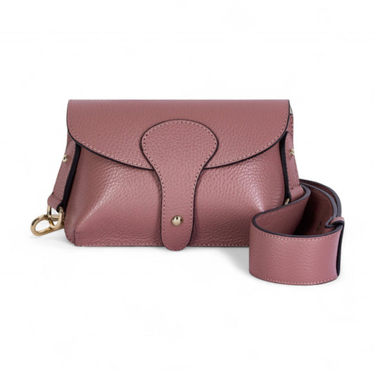 Dusty Pink Leather Compact Crossbody Bag - Vogue STUDIO TEW