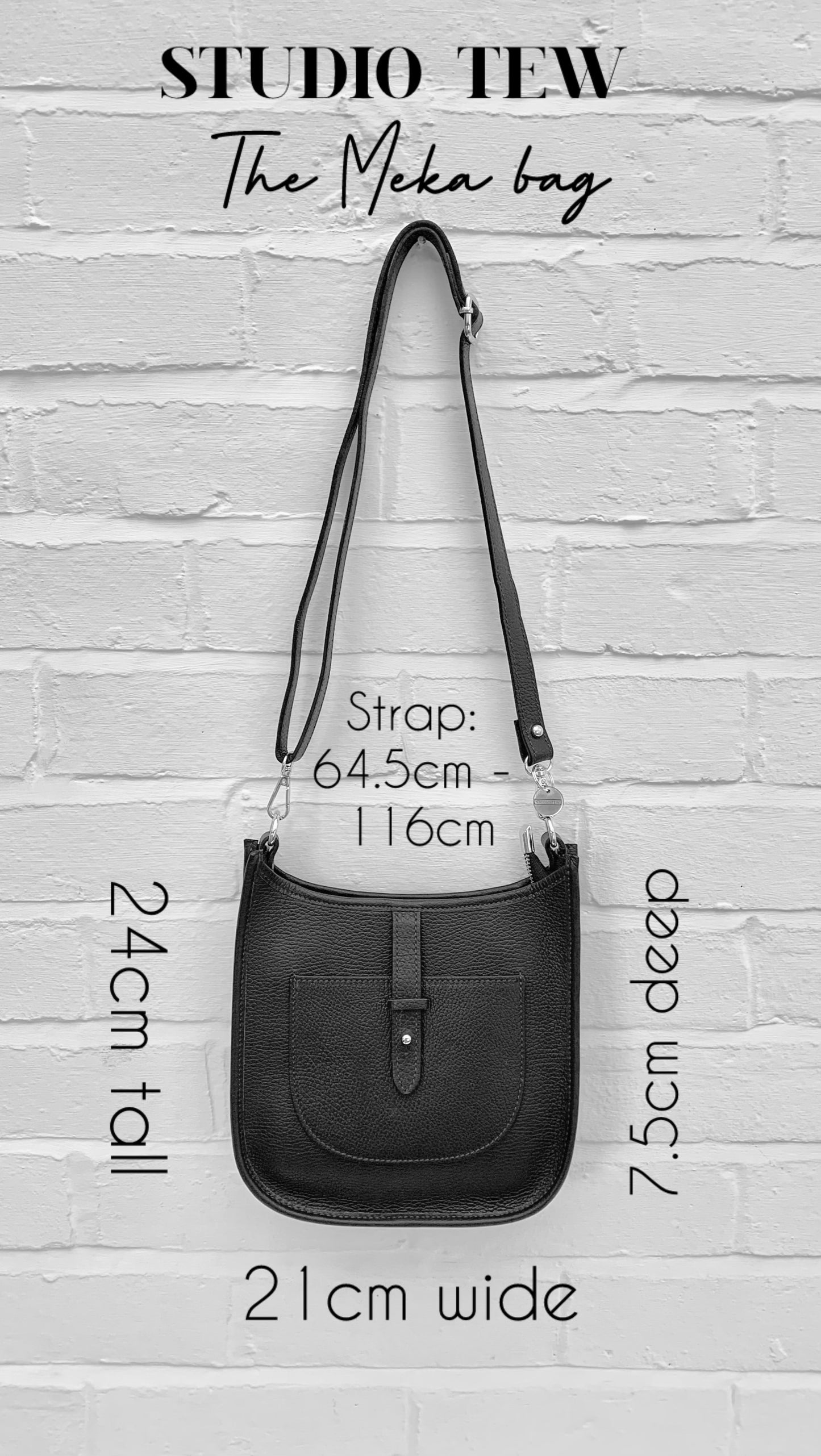 Fuchsia Leather Crossbody Bag - Meka