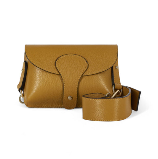 Mustard Leather Compact Crossbody Bag - Vogue STUDIO TEW