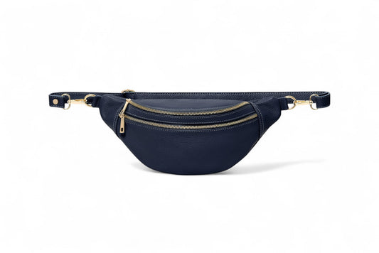 Navy Leather Bag - Cecilia STUDIO TEW