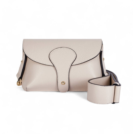 Cream Leather Compact Crossbody Bag - Vogue STUDIO TEW