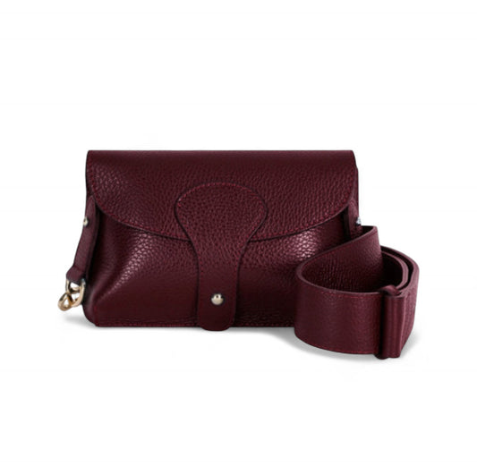 Burgundy Leather Compact Crossbody Bag - Vogue STUDIO TEW