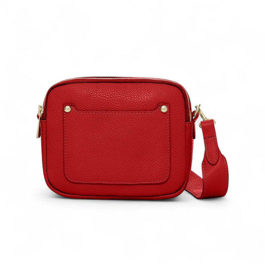 Rote Ledertasche mit doppeltem Reißverschluss – Victoria