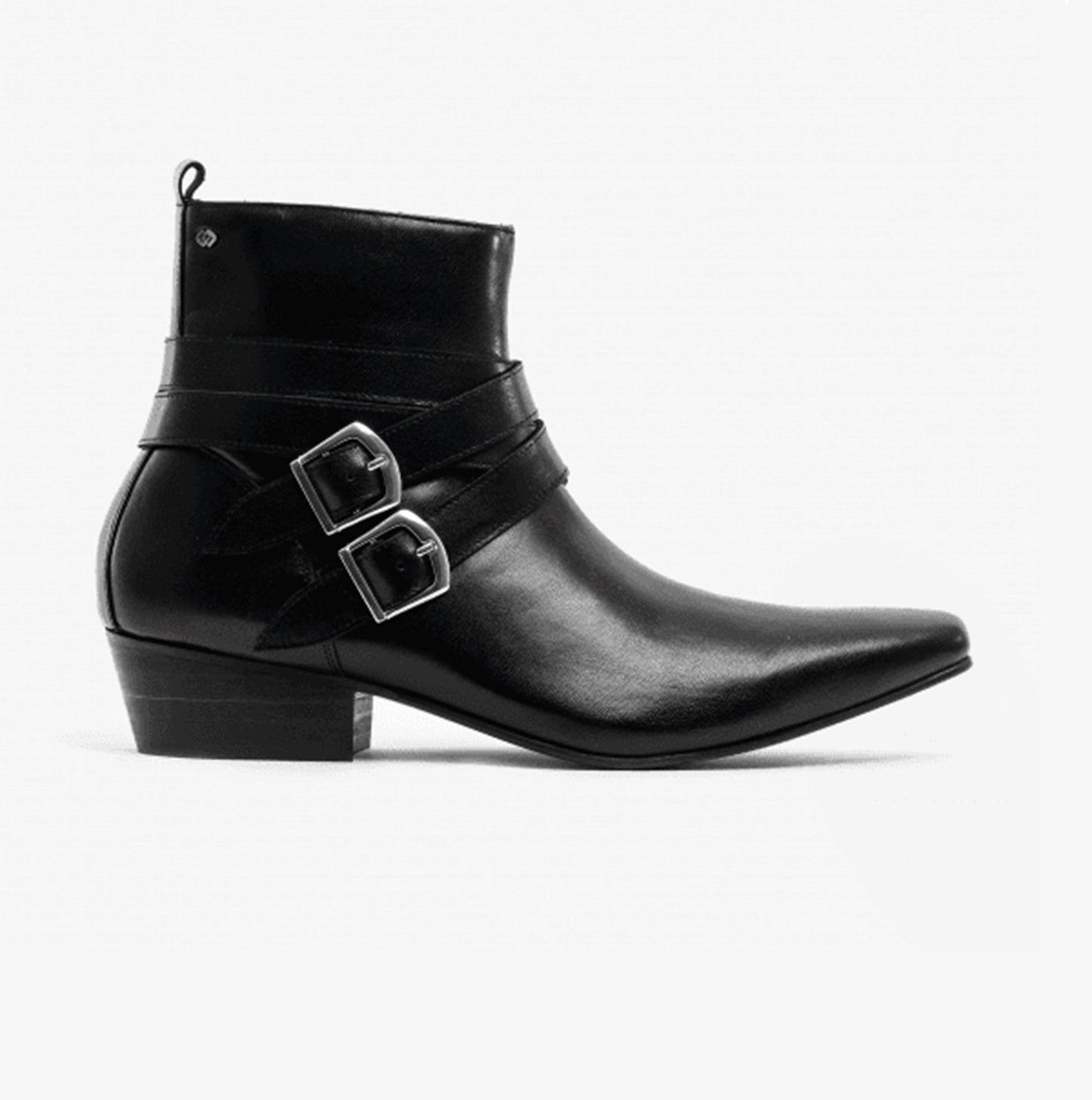 Club Cubano RODRIGO Mens Cuban Heel Winklepicker Buckle Boots Black