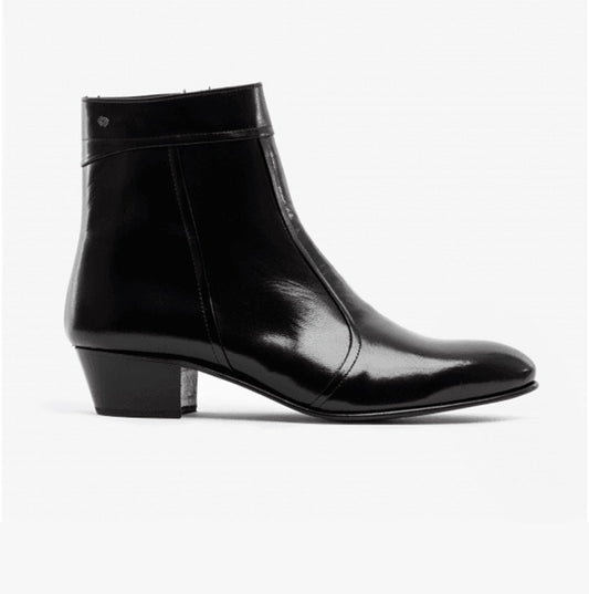 Club Cubano EMMANUEL Mens Smooth Leather Cuban Heel Boots Black