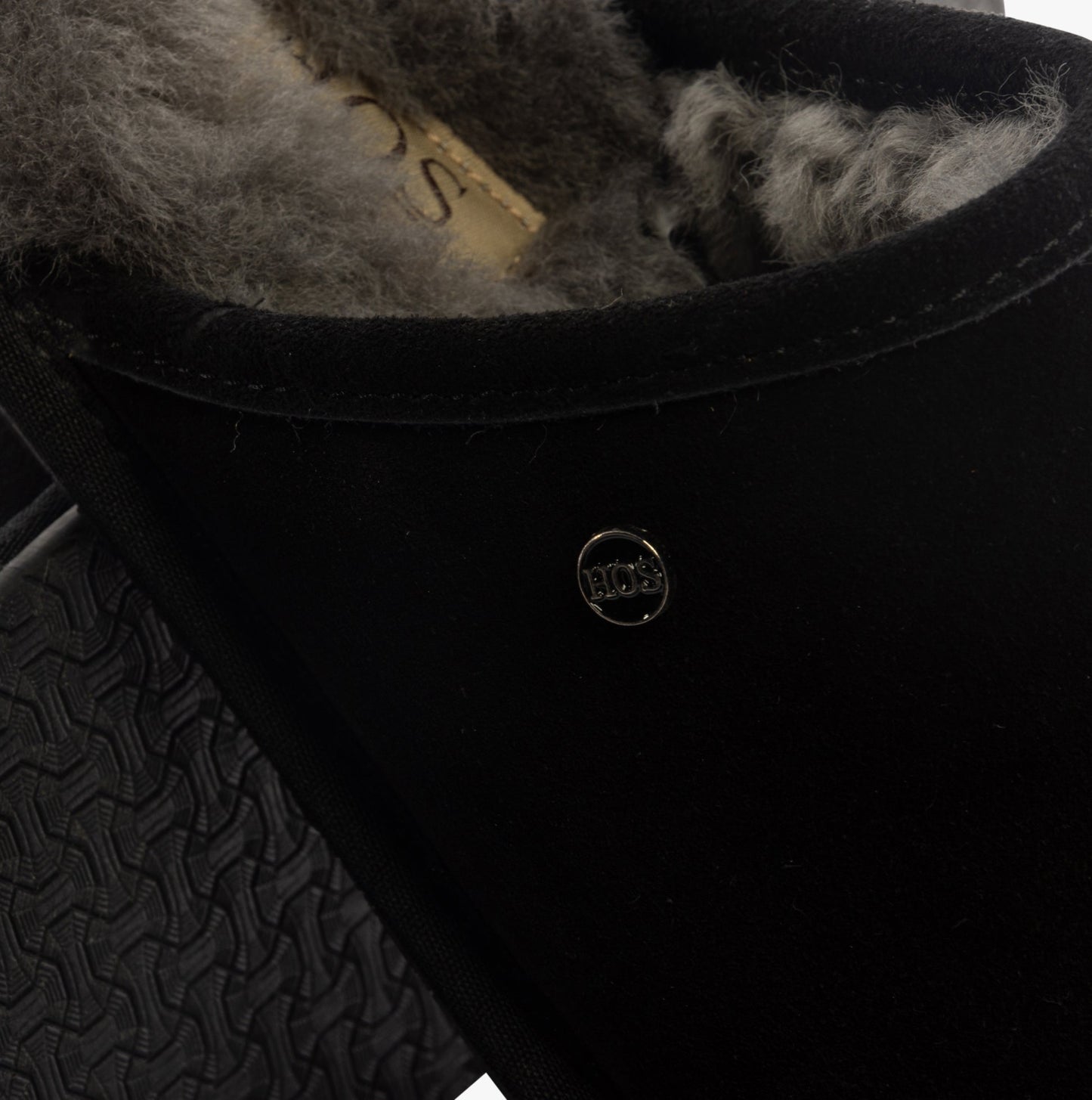 HOS Sheepskin EDWIN Mens Slippers Black