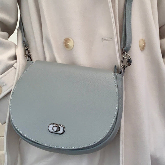 Light Grey Leather Satchel Bag STUDIO TEW