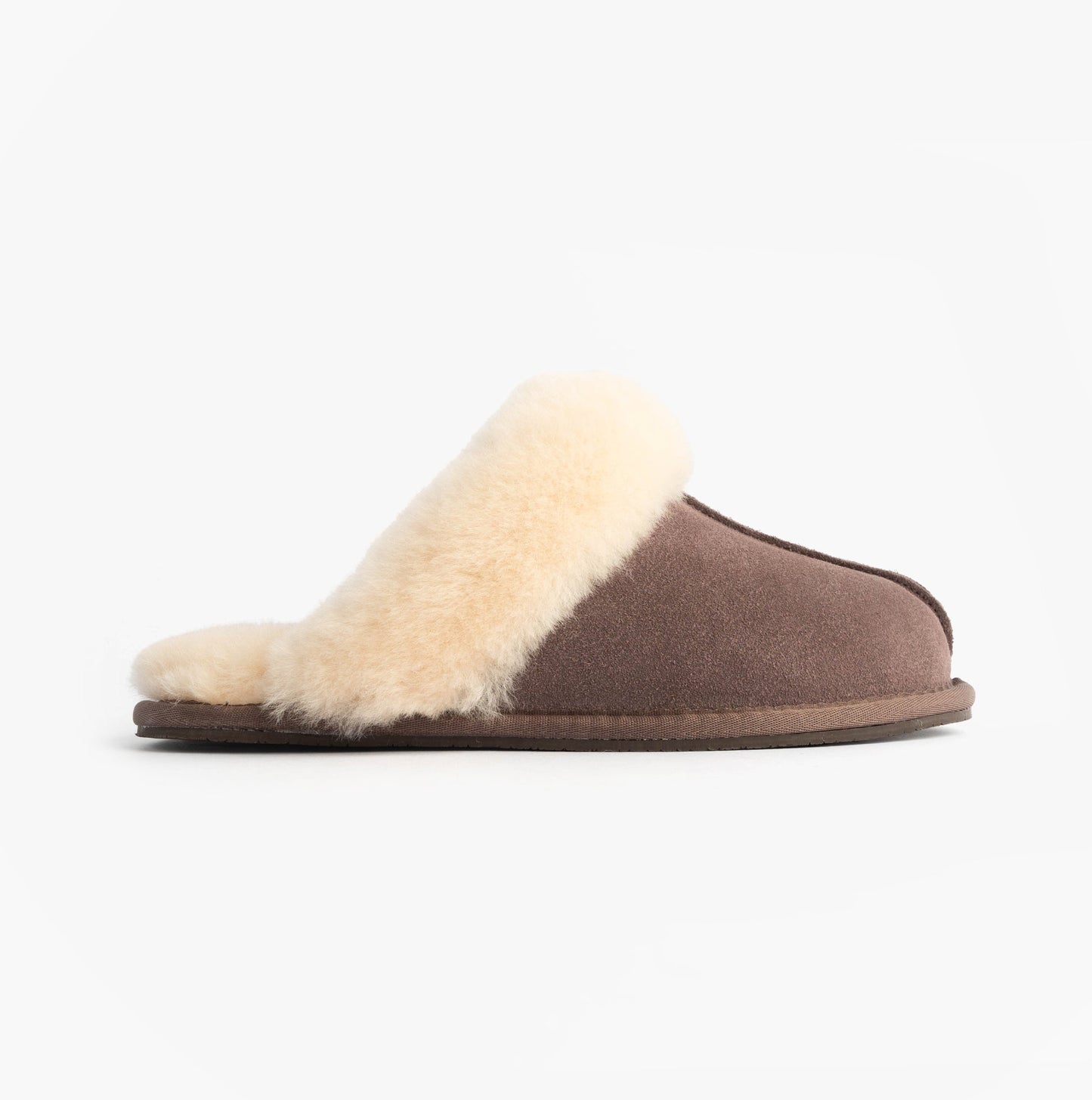 HOS Sheepskin AYLA Womens Real Sheepskin Mule Slippers Espresso