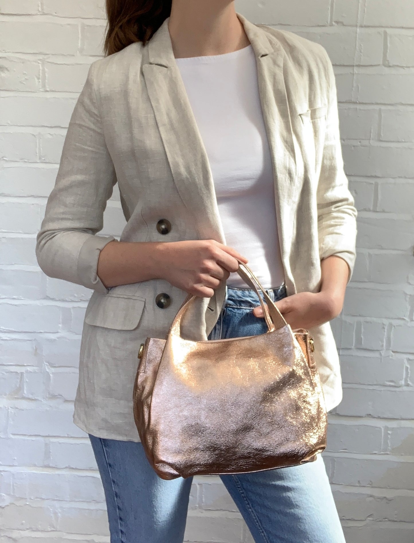 Rose Gold Leather Bag - Rosie