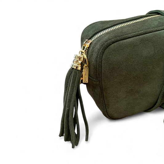 Sac bandoulière en daim vert olive