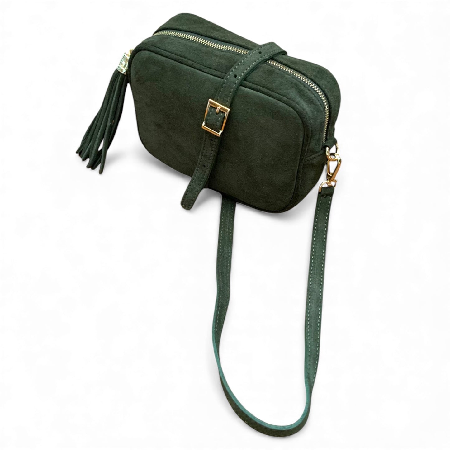 Sac bandoulière en daim vert olive