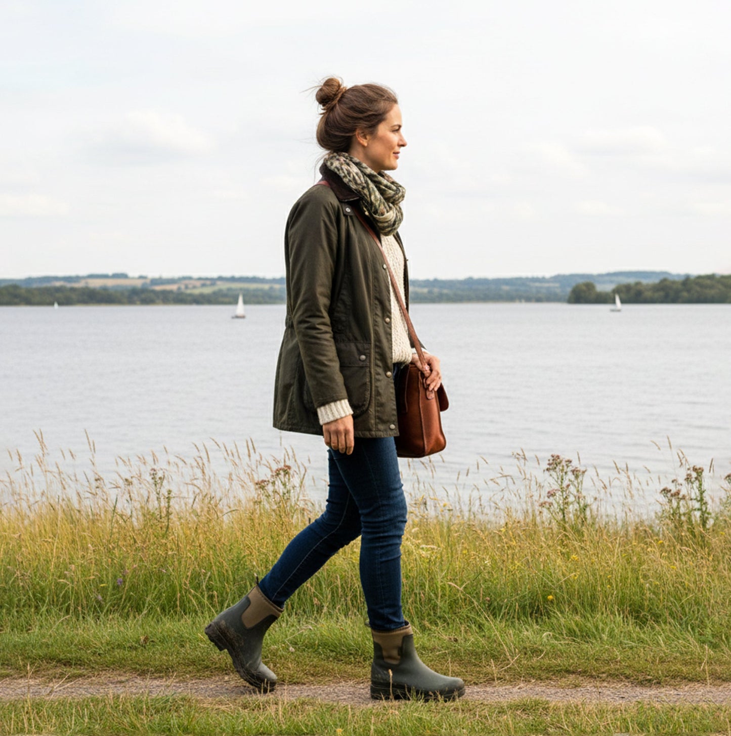 Mud Dogs Womens Ankle Neoprene Wellies Dark Green