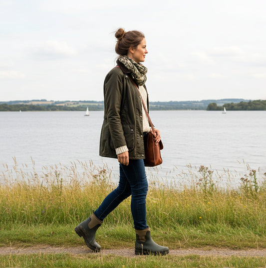 Mud Dogs Womens Ankle Neoprene Wellies Dark Green