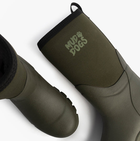 Mud Dogs RUTLAND MID Unisex Neoprene Wellies Olive