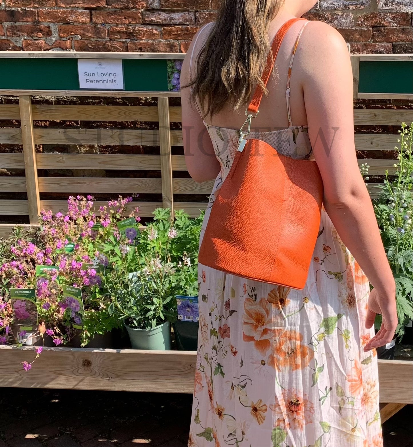 Orange Leather Bucket Bag - Sagrada